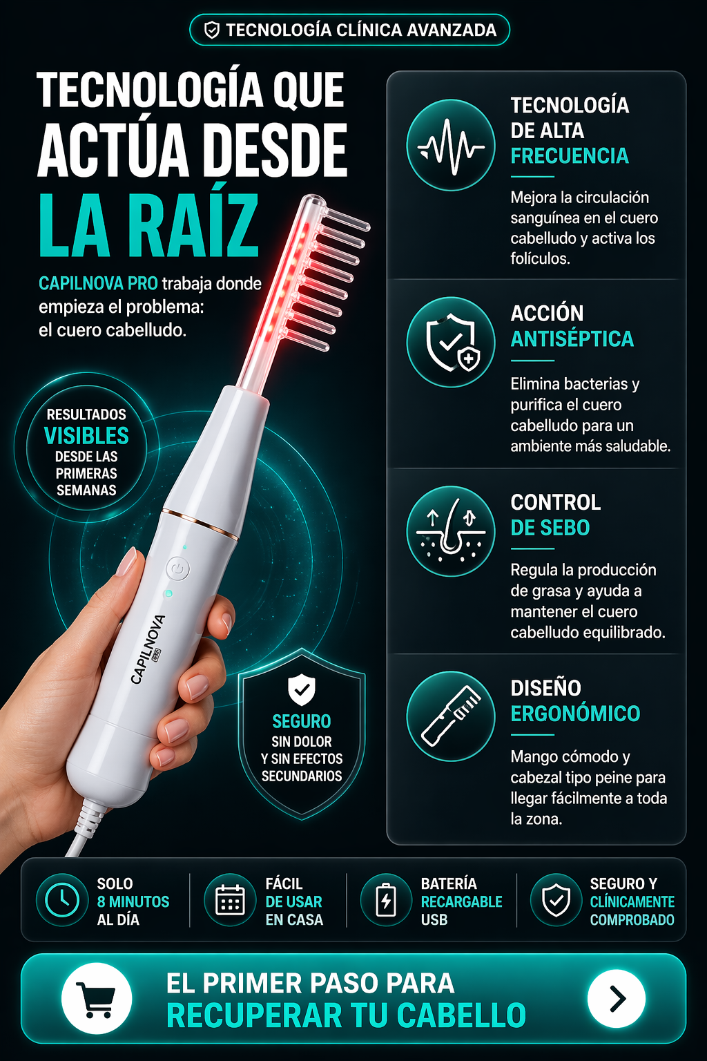 CapilNova Pro – Peine Láser Anticaída
