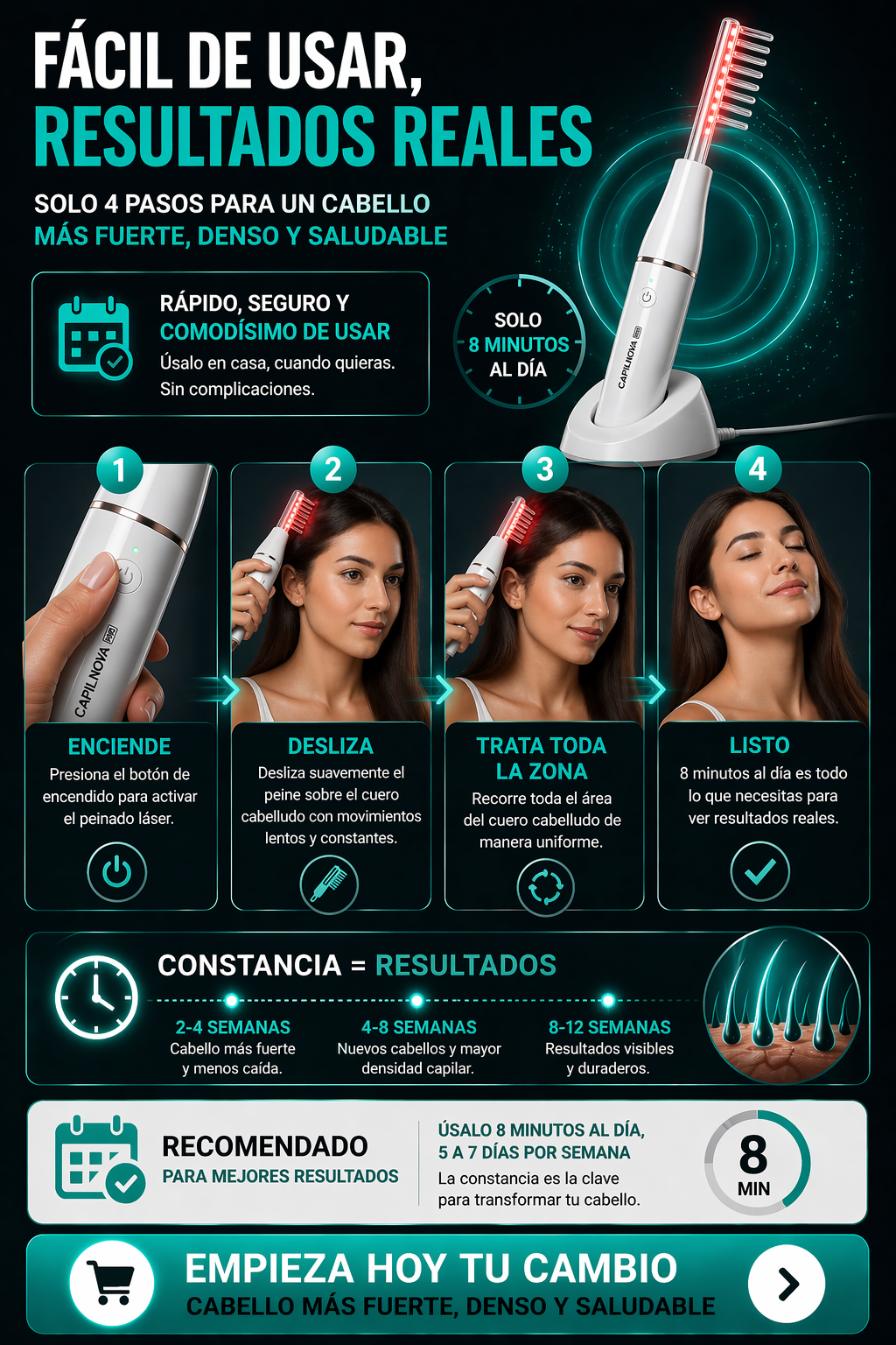 CapilNova Pro – Peine Láser Anticaída